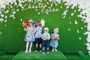 Chester Racecourse Family Fun Day Little ones at the flower wall Chester.com 