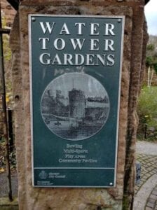 water tower gardens plaque