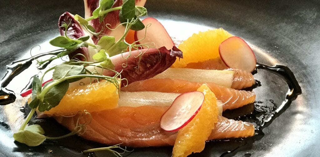 News 33 the yard limoncello cured salmon pickled cucumber chicory radish salad