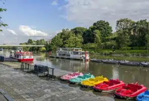 colourful pedal boats river dee chester