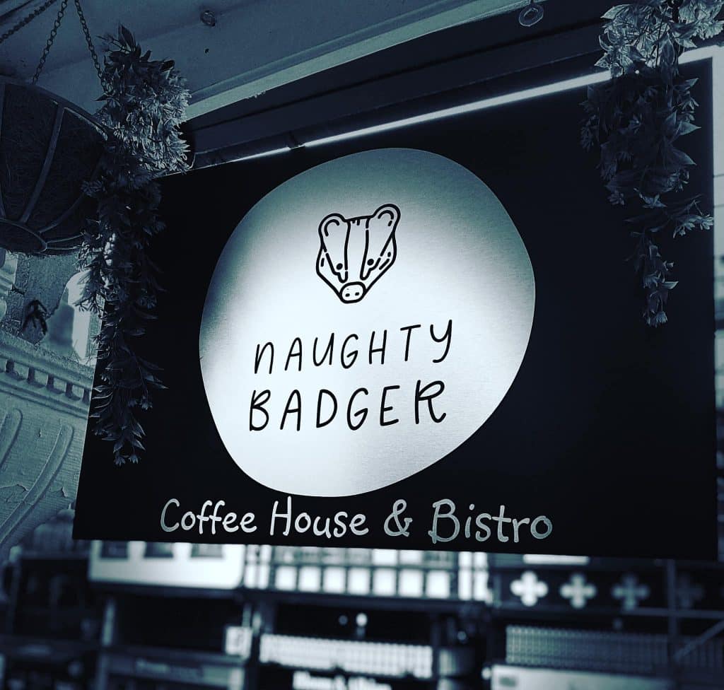 News 7 Naughty Badger Coffee House Bistro sign